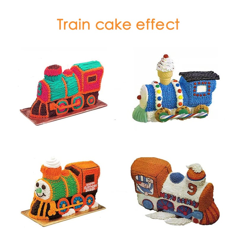 Cayanmydery 2 PCS Train Shape Cake Pan Mould, Locomotive Shaped 3D Birthday Aluminum Cake Baking Pan Tool (11.5 inches) - Image 4